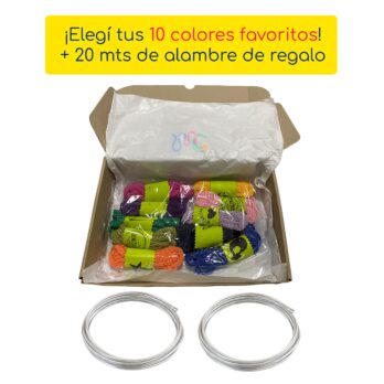 Cordón Tricotín Algodón Pack 10 Madejas(2m) + Alambre(20m) 🧶